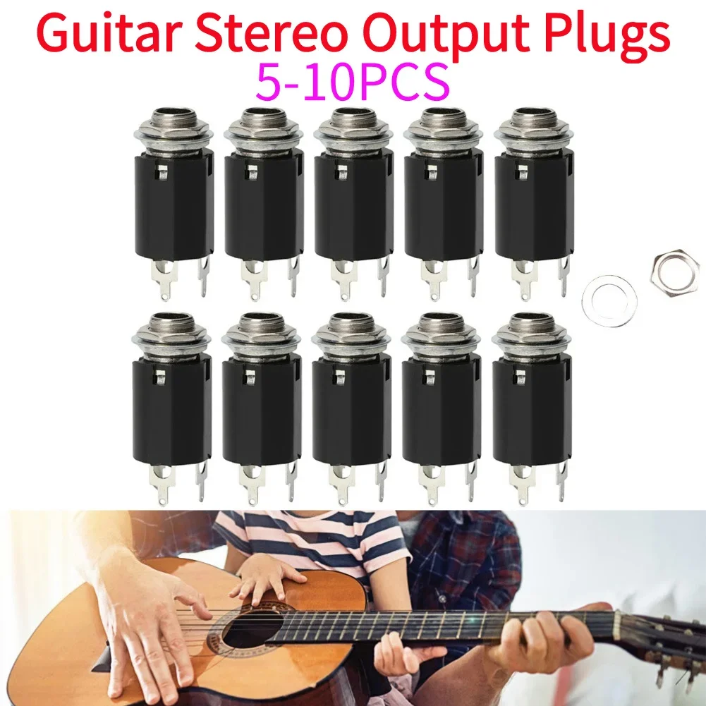 5-10Pcs Akustische Elektrische Gitarre EQ Stereo Weibliche Ausgang Buchse Stecker 6,35mm Jack Stereo Ausgang Buchse Gitarre zubehör
