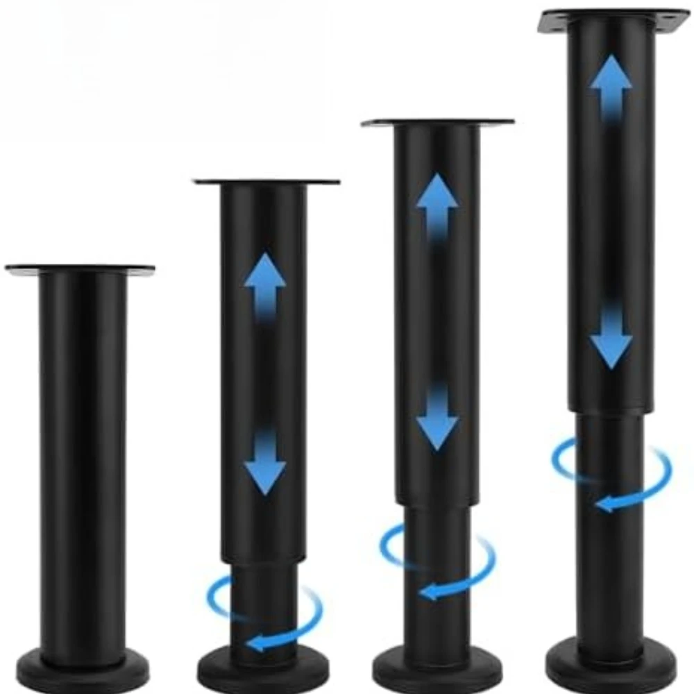 

2Pcs Adjustable Height Bed Support Legs Center Slat Metal Heavy Furniture Legs for Sofa Cabinet Dresser Table Furniture Feet