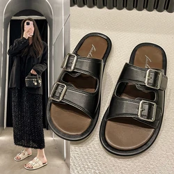 Summer Women's Slippers Nubuck Birkenstocks Woman Cork Slipper Casual Beach Double Buckle Sandals Non-slip Slides Shoes