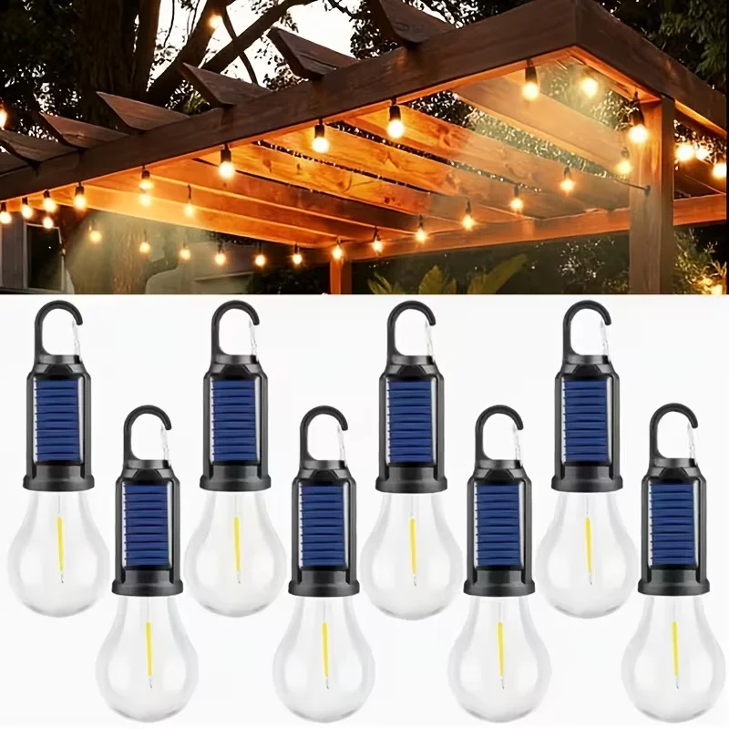 Festive Solar LED Hanging Bulb Lights USB Charging Waterproof Outdoor Decorative Lamp For Christmas Party Garden Porch Yard Holiday Lighting
