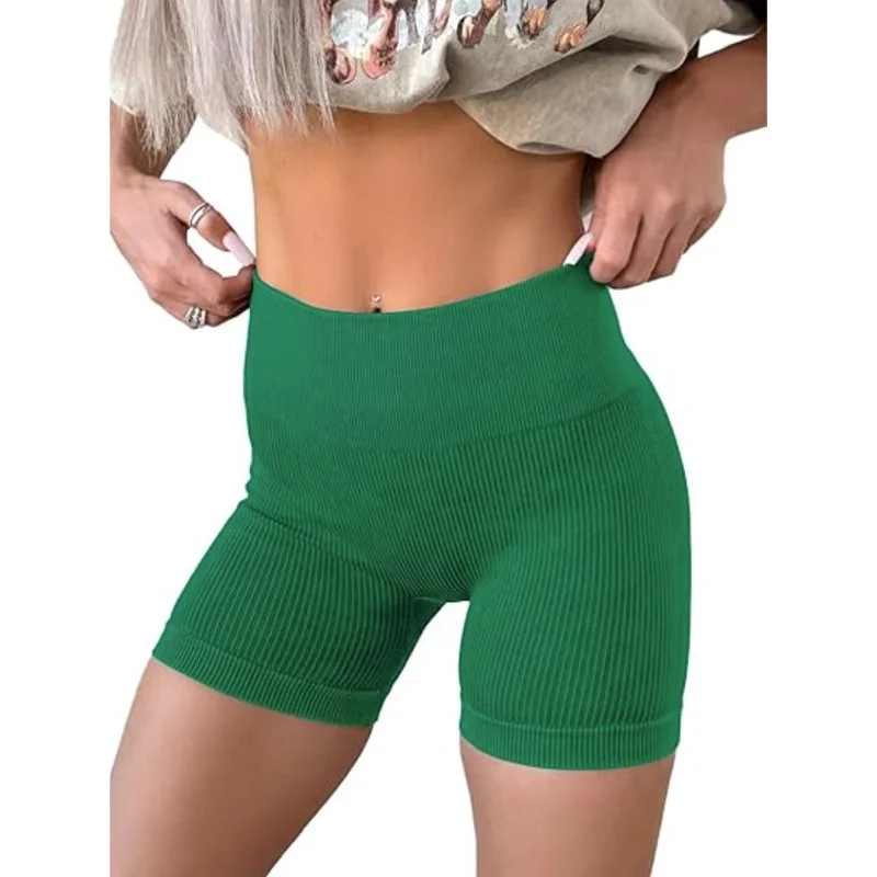 PofyBofy Ribbed Yoga Shorts High Waist Seamless Boyshorts Running Athletic Workout for Women Gym Fitness Jogging 5