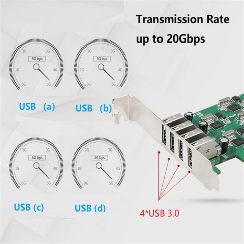12pc 20 Гбит / с PCIe до USB Адаптер 4 Independent Pass USB3.0.