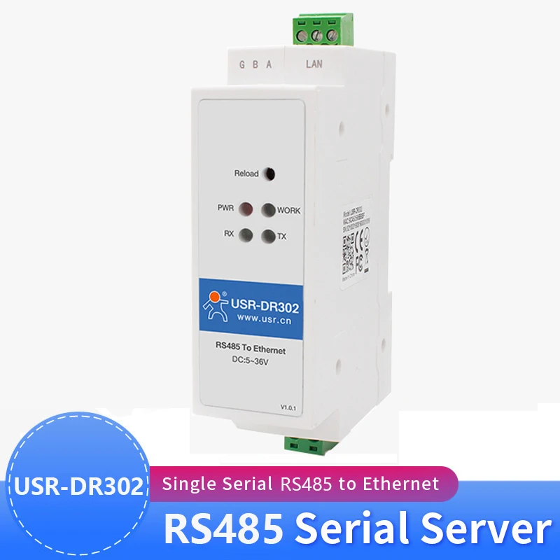 

USR-DR302 Din Rail Serial RS485 to Ethernet TCP IP Server Module Ethernet Converter Modbus RTU to Modbus TCP unit