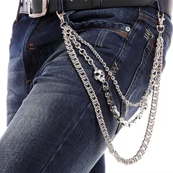 Punk Waist Chain Belt Silver Trousers Chain for Men Man Jeans Belt Chain for Pants Cool Metal Rock Hiphop Summer Jewelry