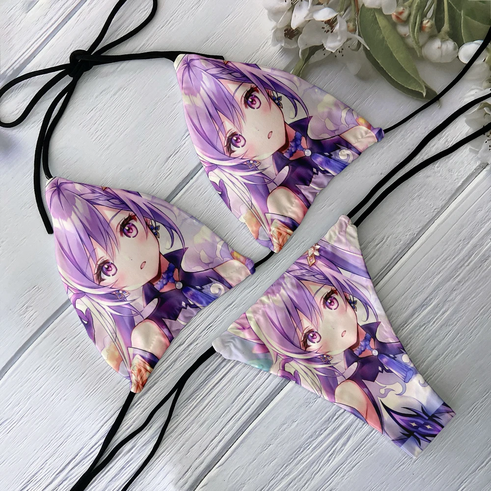 Nowe mody damskie bikini w stylu anime kreskówka anime dziewczyna wzór Kawaii strój kąpielowy dwuczęściowy nowość trend prezent świąteczny