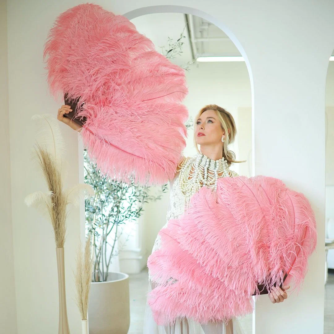 

Dancing Fan 130CM Big Ostrich Feather Fan Fluffy 13 Bone Handheld Carnival Dance Stage Performance Feather Fan Plumes DIY