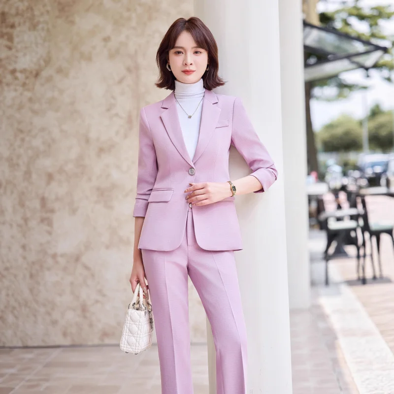 Pink women's suit2025New autumn and winter fashion simple and elegant versatile professional workwear for commuting