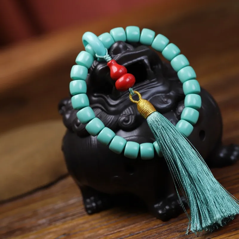Optimized beads turquoise magnesite straight-cut bracelet for men and women