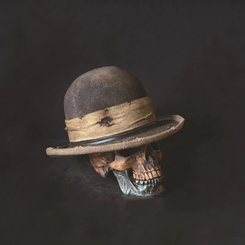 

Pure Wool Felt Hat, Retro Distressed Style, Dome-Shaped Felt Hat, Ribbon-Decorated Wool Hat