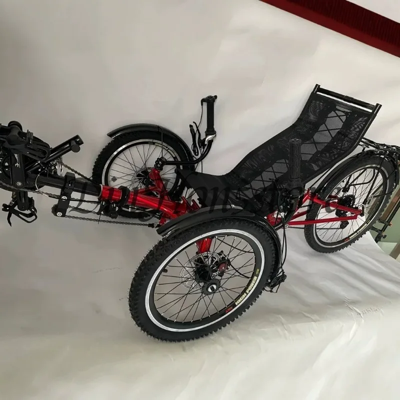 3-Wheel Recumbent Trike Ultra Comfort Seat Adjustable Rear Suspension Reclining Bicycle for Adult Outdoor Leisure