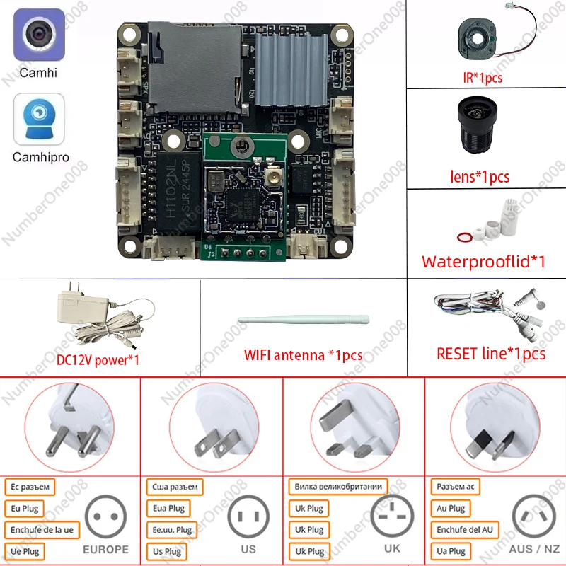 5MP WiFi IP Camera Module with Two-Way Audio Night Vision H.265 Compression SD Card Slot for Home Security Surveillance