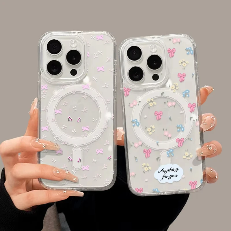 Blume magnetische Magsafe Lade Telefon Fall für iPhone 17 Pro Max Fall iPhone 16 15 11 13 12 14 Pro Max Air Y2K stoßfest Abdeckung