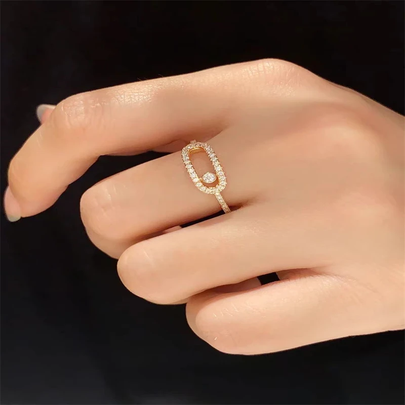 Fashion Rings Open White Zircon Ring For Women Girl Simple Hollow Geometric Gift Adjustable Fine Wedding Party Jewelry