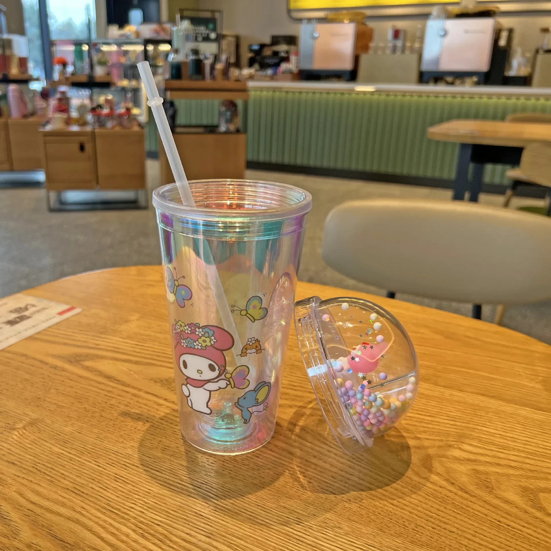 Tazza di gelato schiacciato paesaggio a doppio strato Pompompurin Bambini Cartoon Tazza di acqua di paglia Succo di grande capacità Tè al latte C