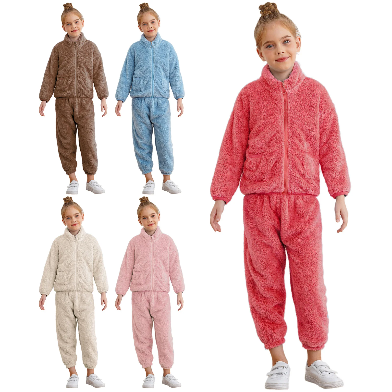 

Autumn Winter Sleepwear Flannel Pajamas Kid Boy Girl Thick Pajama Set Warm Fuzzy Comfortable Homewear Loungewear Sleep Clothing