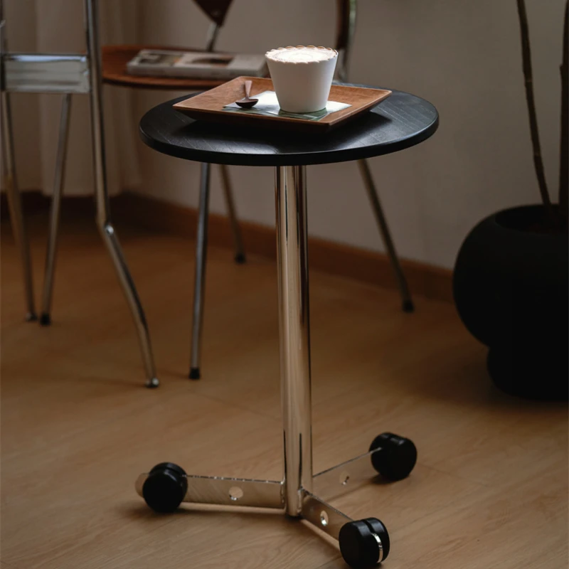 Solid Wood Retro Side Table Portable Small Coffee Table for Living Room Vintage Bedside Sofa Couch