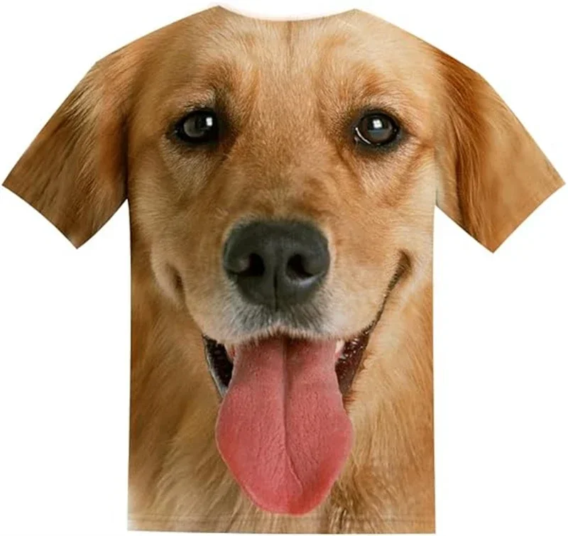 Camisetas con estampado 3D de cara de perro divertida de talla grande para hombres y mujeres, camisetas casuales de moda de verano con animales, camisetas de tendencia para niños