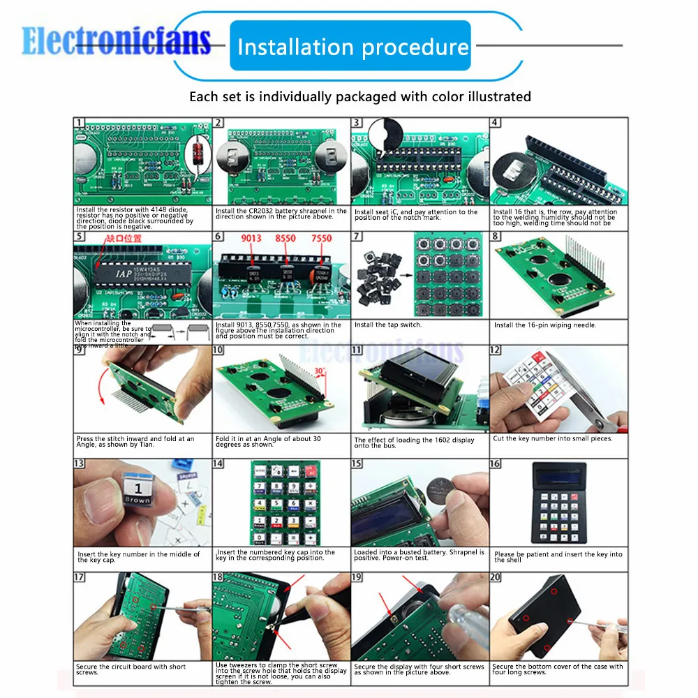 Imagem -03 - Produção Eletrônica Calculadora Kit Microcontrolador Experiência de Treinamento Soldagem Exercício Solto Tela Lcd Faça Você Mesmo 51 Lcd1062