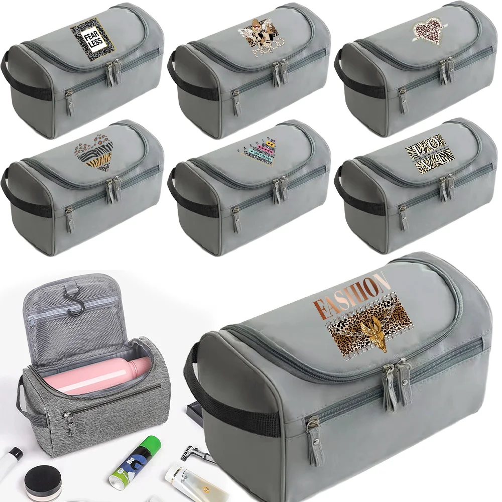 

Сумка-косметичка с леопардовым принтом, люксовая, для хранения косметики и туалетных принадлежностей, на молнии, многоразовая, высококачественная, большой вместимости