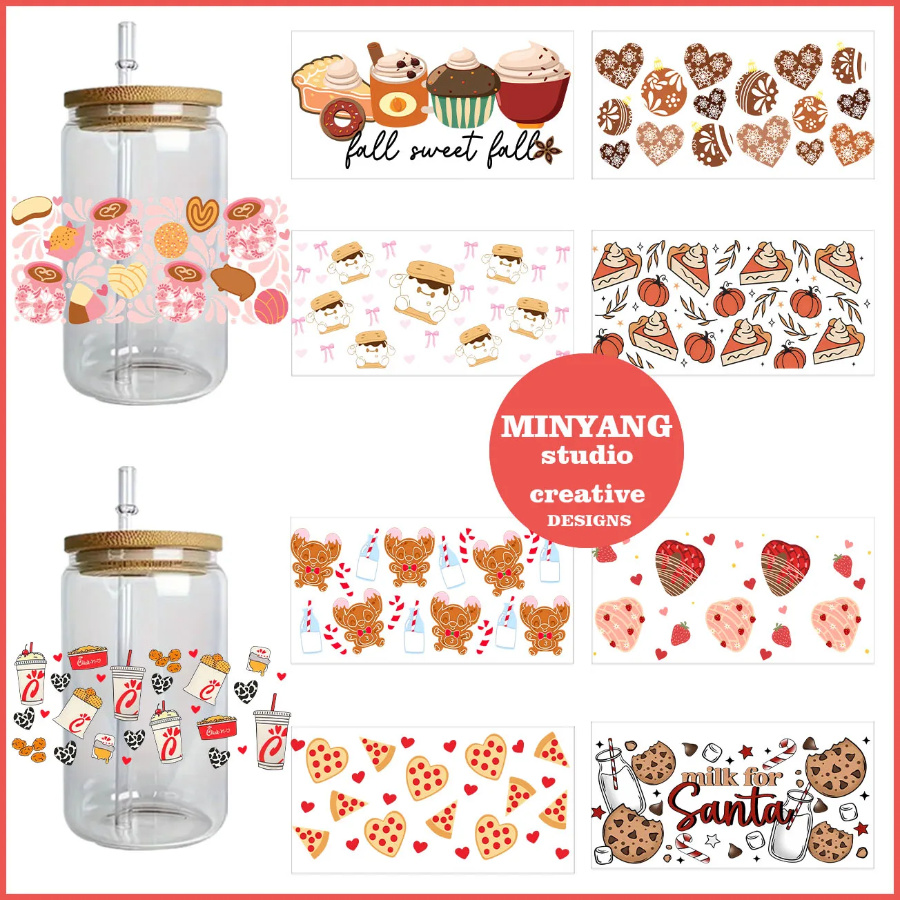 

Sweetheart cake peel waterproof DIY Decals 3D transfers uvdtf crystal stickers 16oz uv dtf cup wraps for Libbey Glasses