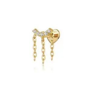 Boucles d'Oreilles à Pompon Géométrique en Acier Inoxydable pour Femme et Fille, Bijoux de Piercing, Tragus, Cartilage, Daith, Septum, Helix, Y2k