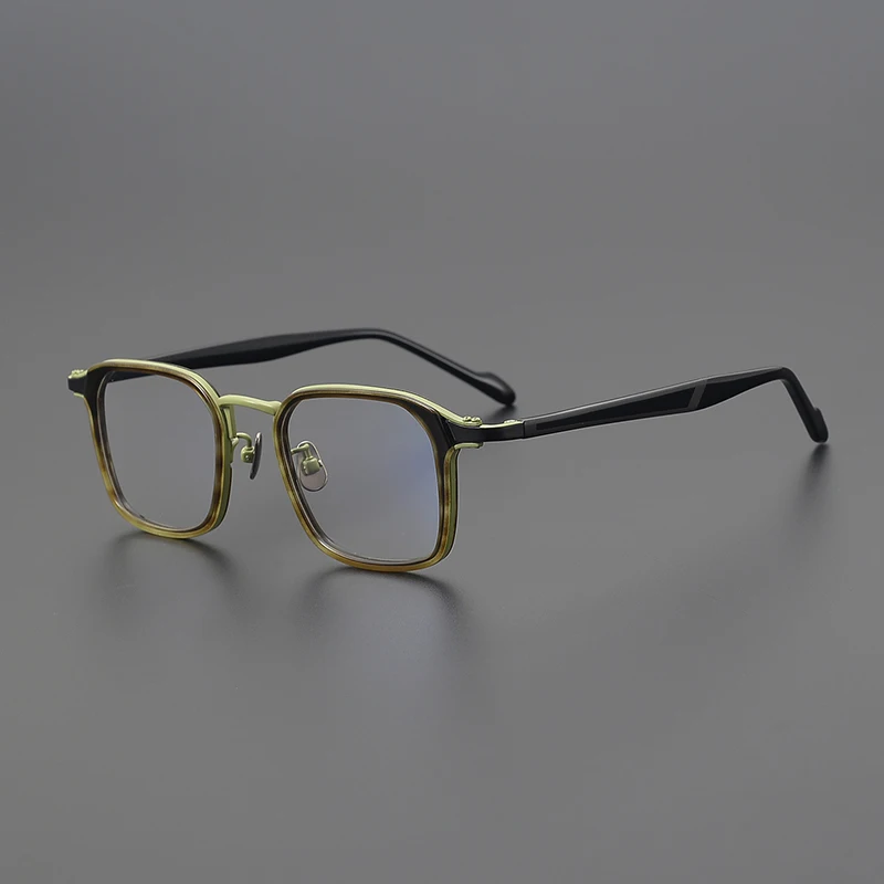 Monturas de gafas japonesas, gafas cuadradas de titanio y acetato Vintage de calidad, gafas de moda de diseñador para hombres y mujeres, lentes personalizables