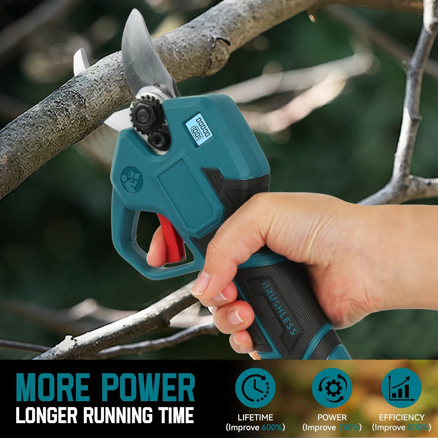 Potatrice elettrica senza spazzole Potatrice portatile con regolazione a 4 marce, utensile da taglio rapido per potatura di fiori e raccolta di frutta