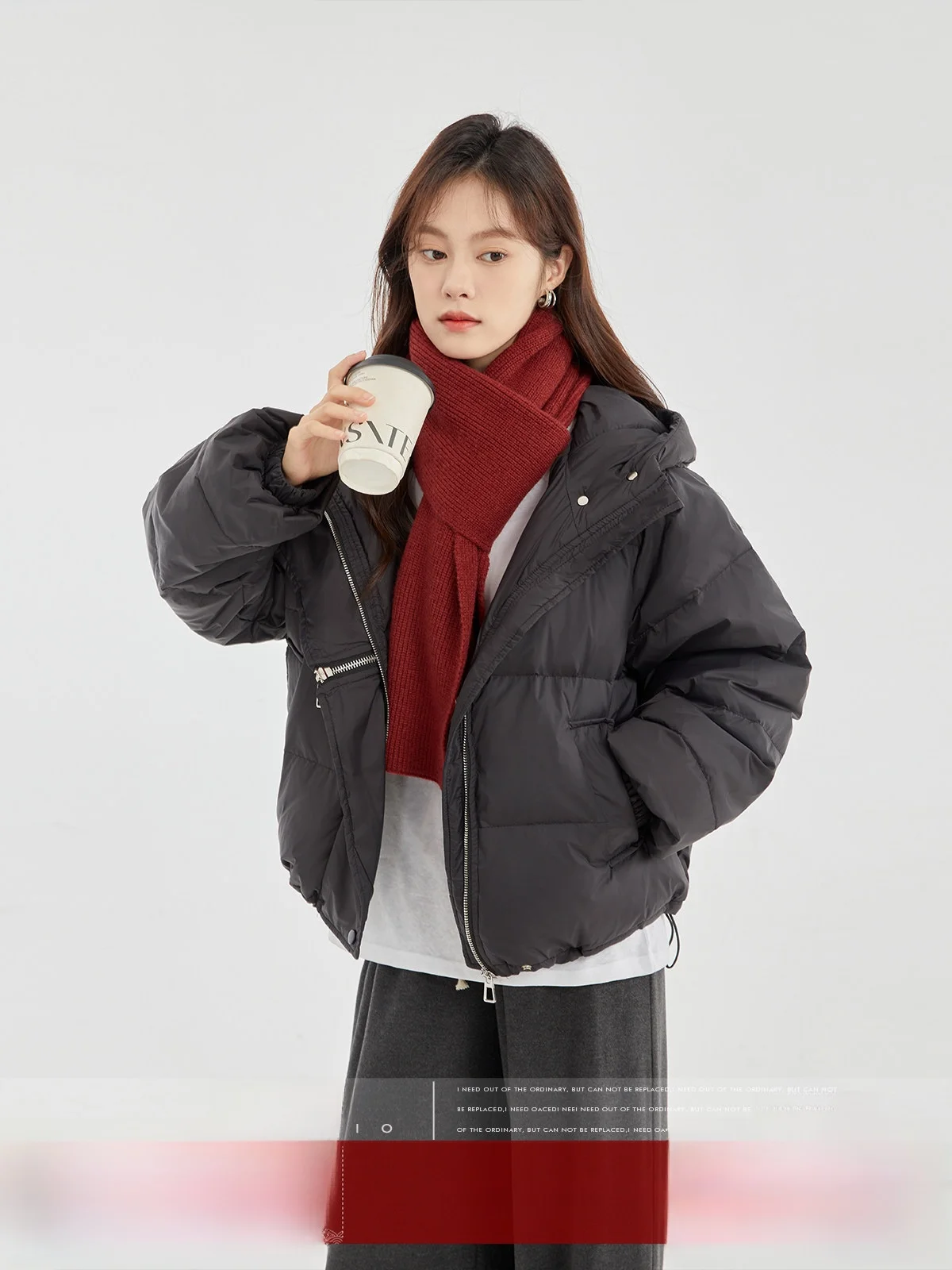 

MoZaic Hooded High-End Women's down Jaet White Du Feather Warm Outerwear Commute Sle Zipper Closure Thiened Long Sve