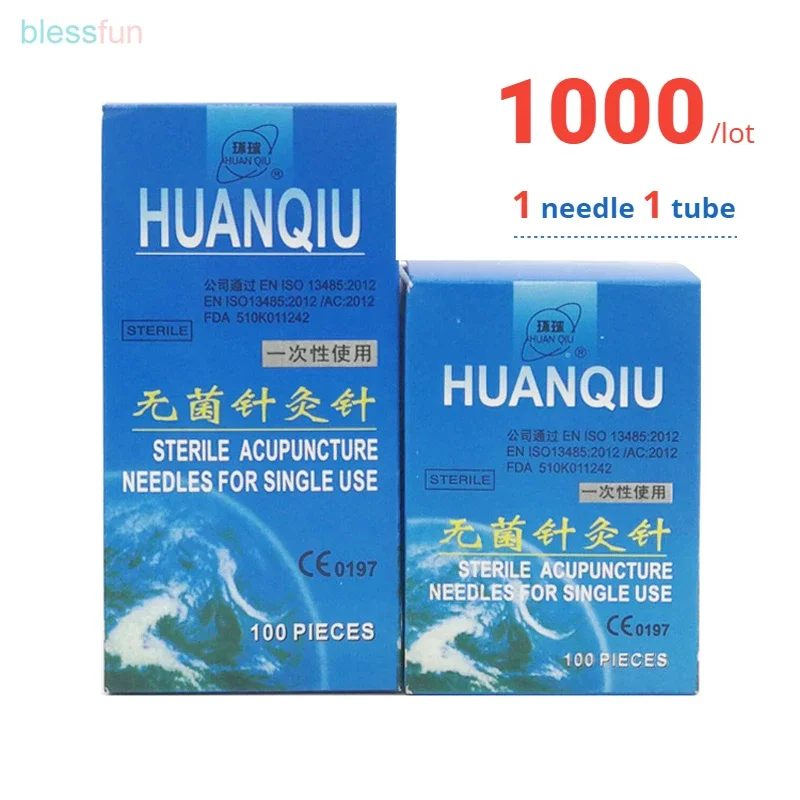 1000 Huaqiu Disposable Acupuncture Needle with Guide Tube Single Hand Easy Use  Accupuncture Pipe Needle Sterilization