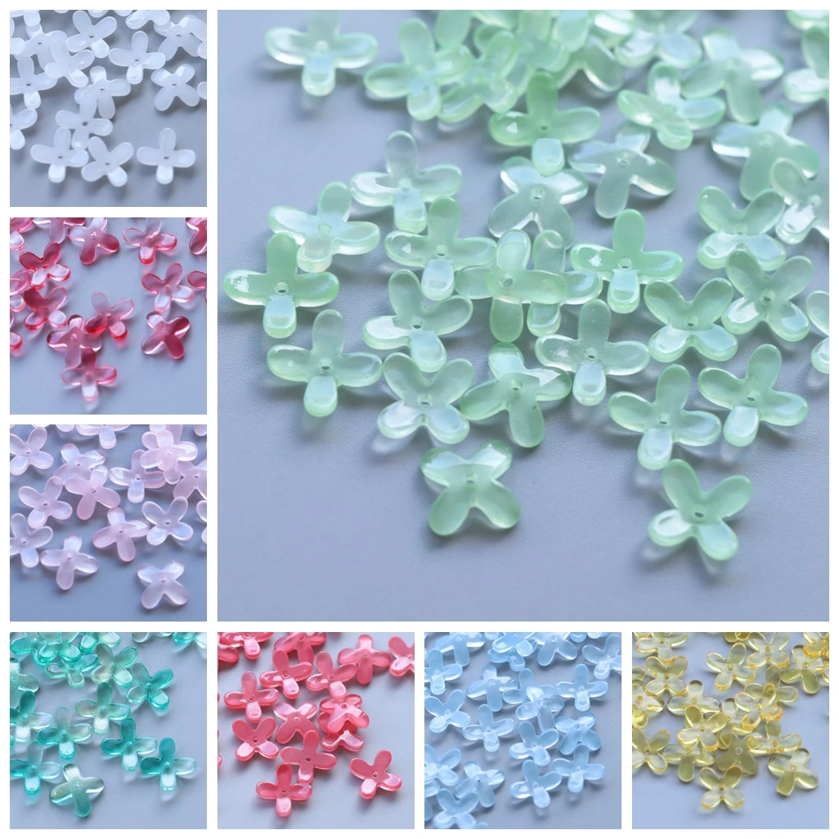 Lot de Perles en Verre Clip en Forme de Fleur Croisée, 12mm, 20 Pièces, pour Bijoux, DIY