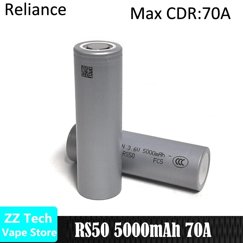 Original Reliance RS50 21700 Li-Ion-Akku, 5000 mAh, 3,6 V, 70 A, wiederaufladbare, zellenlose Batterien, Hochstrom-Akkuzelle