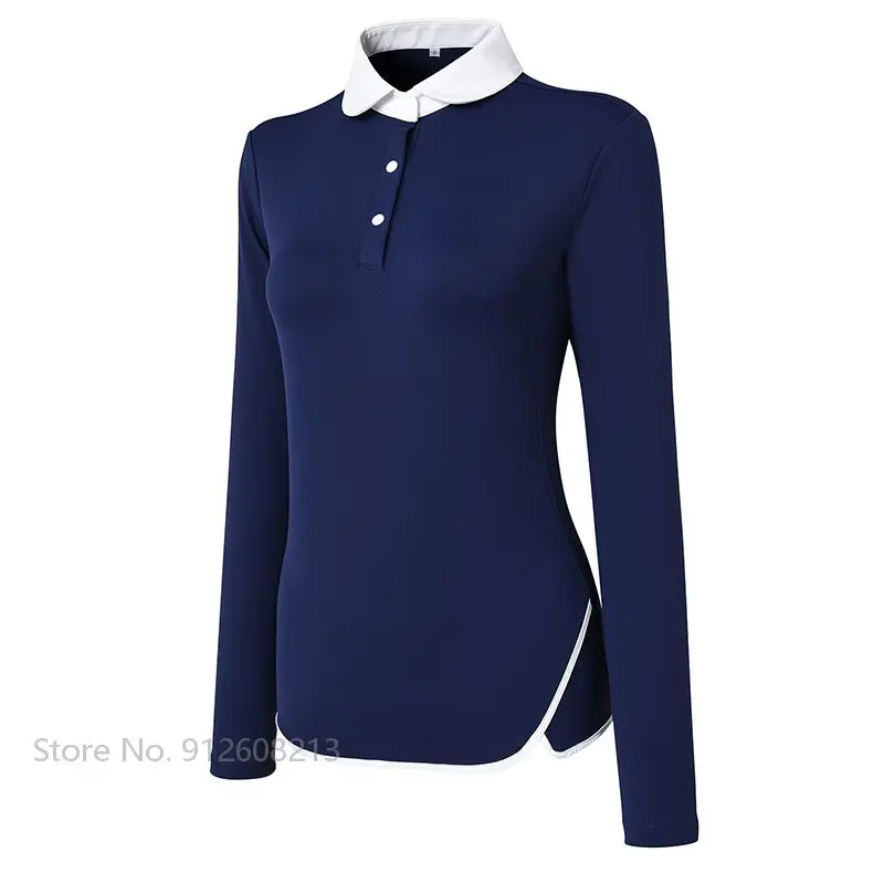 Women Long-sleeved Breathable Golf Shirts Ladies Elastic Golf Sports Polo T-shirt Quick-dry Training Jersey Anti-sweat Tops