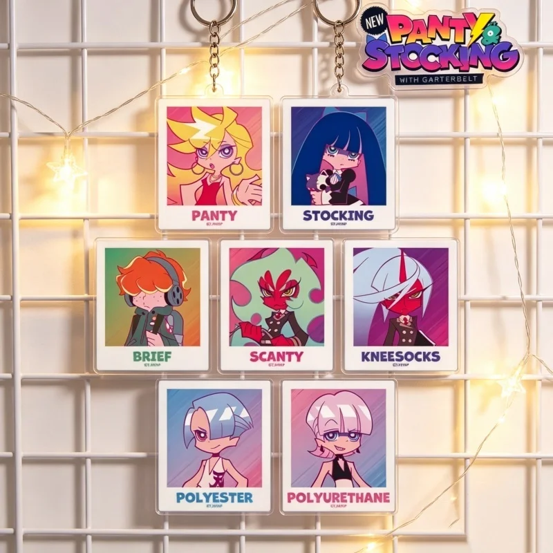 FACTORYSTORE Sale New Angel and Stocking Funny Anime Cosplay Acrylic Pendant Keychains on Backpack Clothes Ornament 6cm Gift Opt