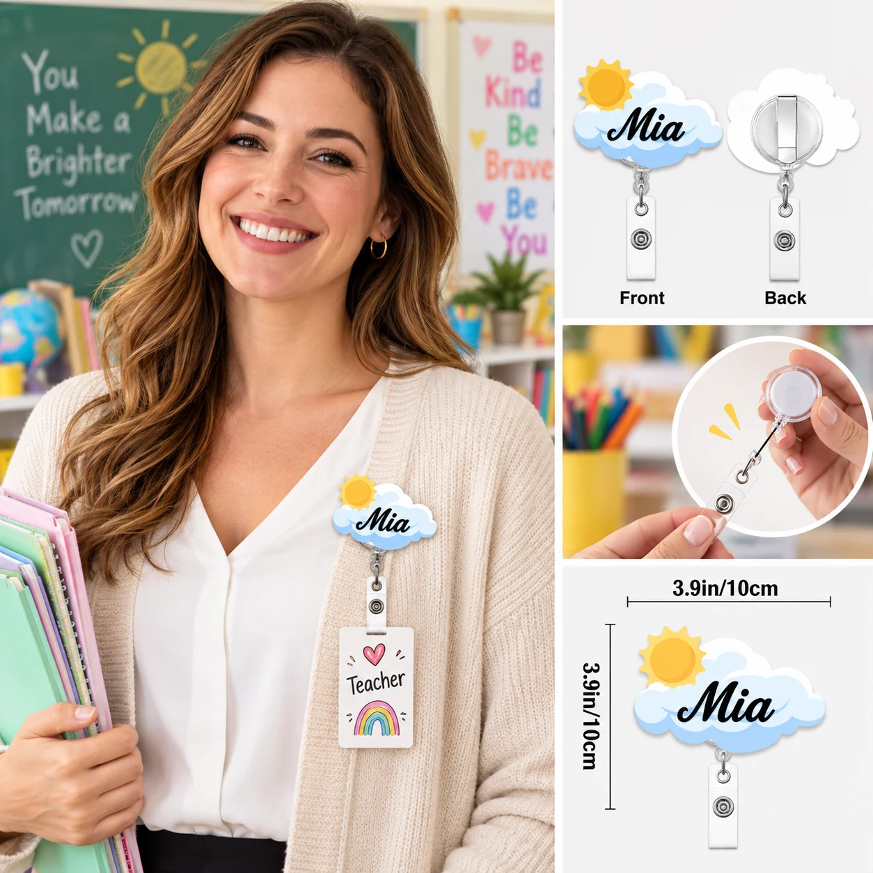 Custom Name Badge Personalized Logo Text 3D Acrylic Chest Name Tag for Staff Office Hotel Restaurant School Uniform Event Gift