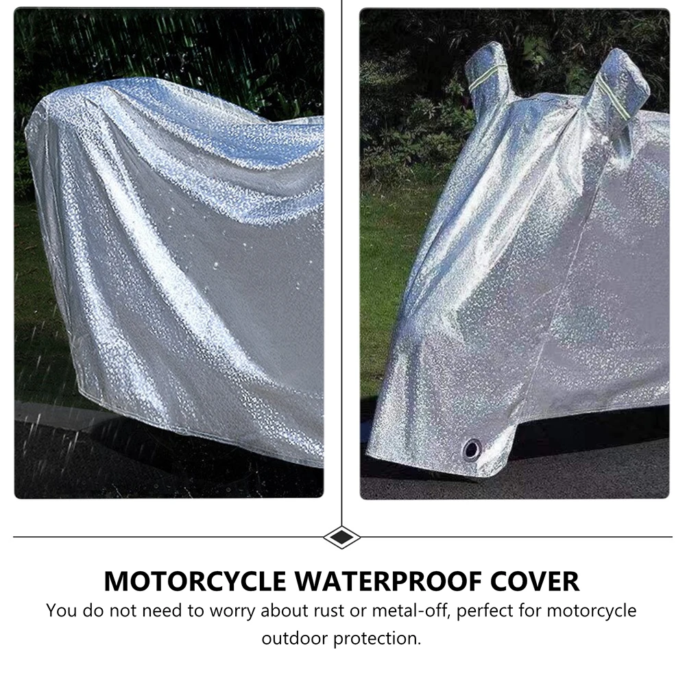 

Universal Fit Motorcycle Waterproof Dustproof Bike Protective For Outdoor Storage Silver Coated Fast Drying Non Scratch Fabric