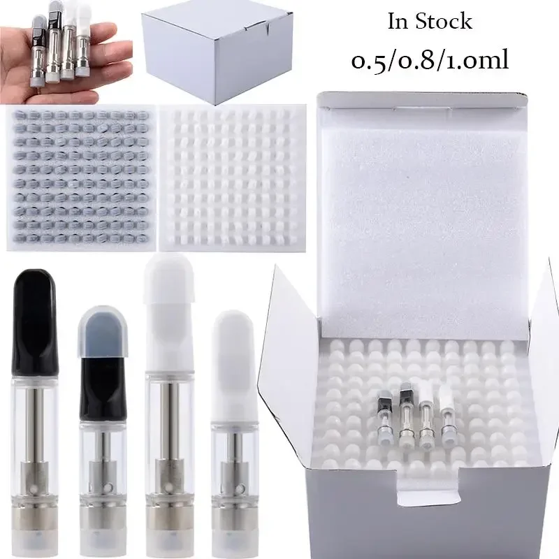 50PCS TH205 Ceramic Vape Pen Cartridges Atomizers 0.5ml 1.0ml Ceramics Coil Glass Carts 510 Thread Thick Oil Vaporizer Tank