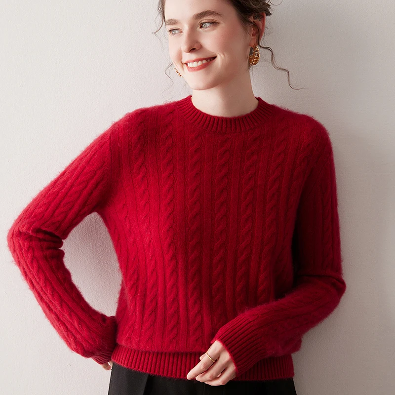2025 Winter Loose Warm Sweaters 100% Pure Cashmere Knitted Pullovers Women Soft High Quality Ladies Jumpers Clothes SD A12