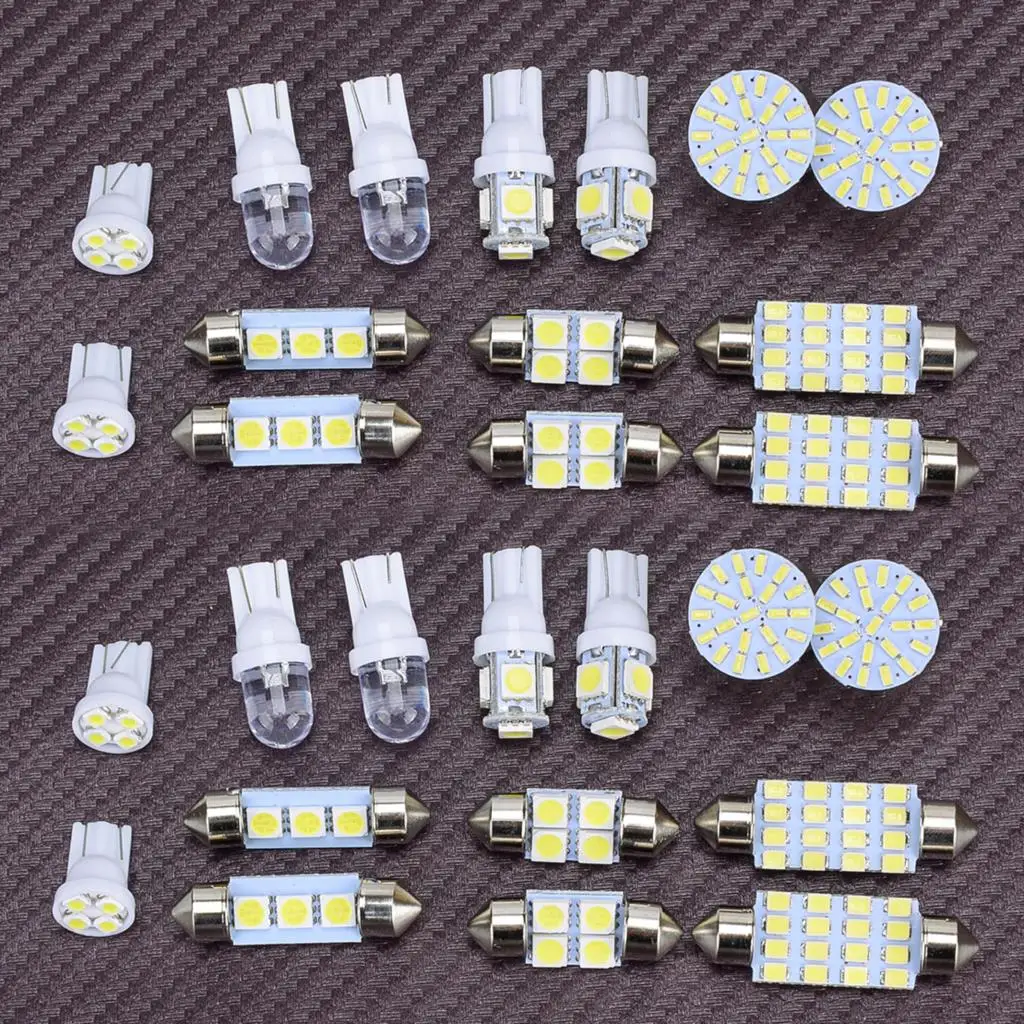 28Pcs Truck Interior Front Rear White LED Bulb Kit For Dome Map Door Glove Box License Plate Brake Lamp Light New