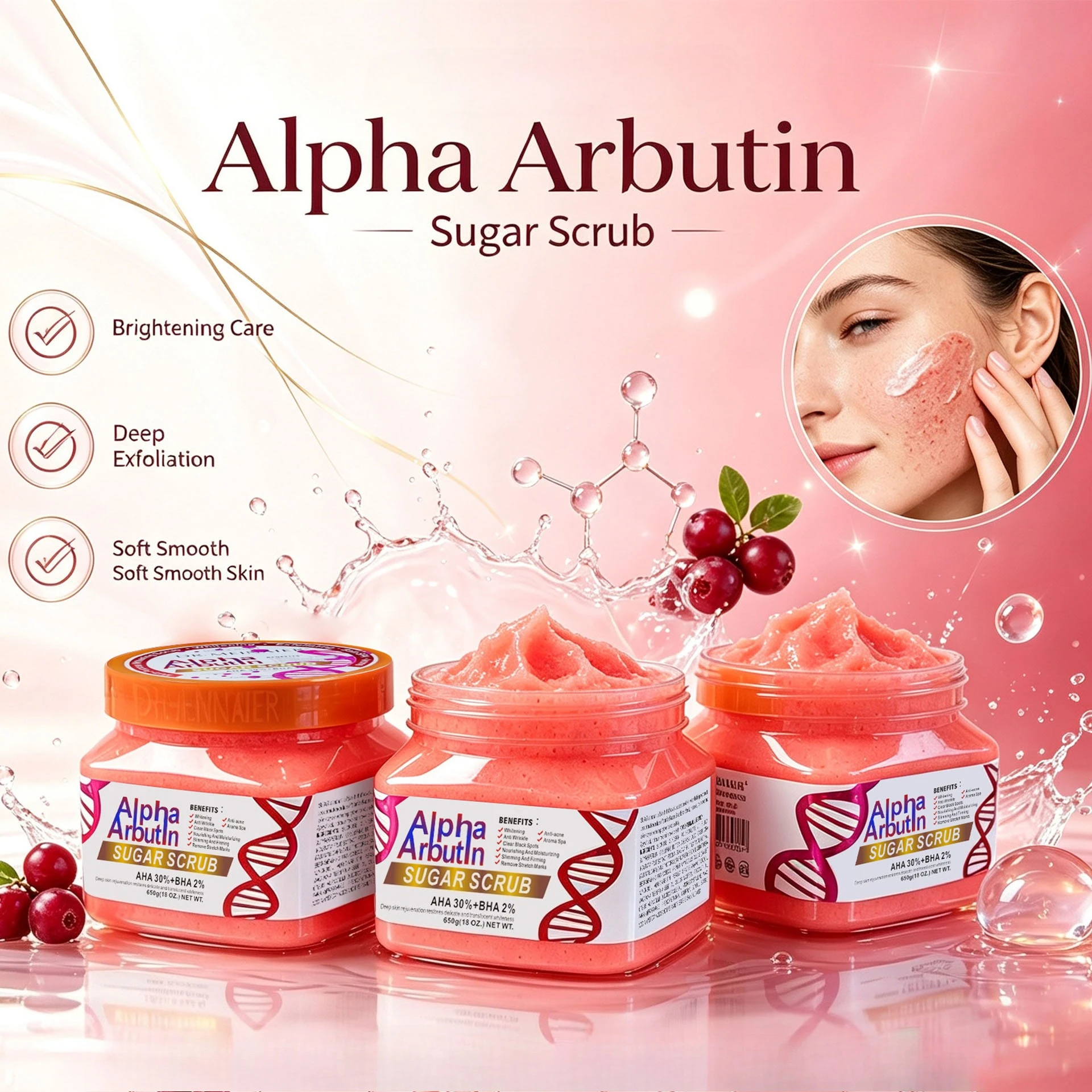 Arbutin Scrub Body Moisturizing Exfoliating Brightening Skin Tone Deep Cleansing Rejuvenating Bath Moisturized Sea Salt Skincare