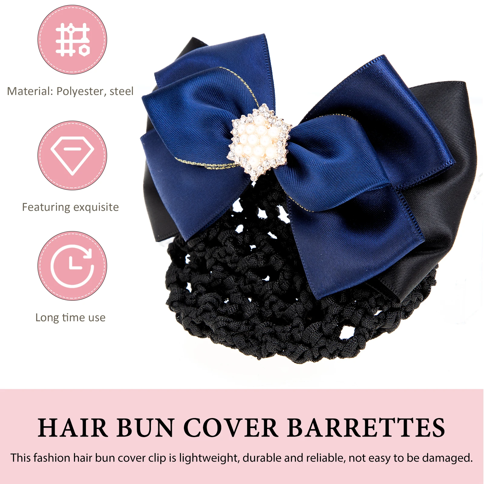 

Pearl Clip Exquisite Satin Ribbon Chiffon Bun Cover Keeps Hair Off Neck Cool Durable Fine Workmanship Suitable Formal Daily