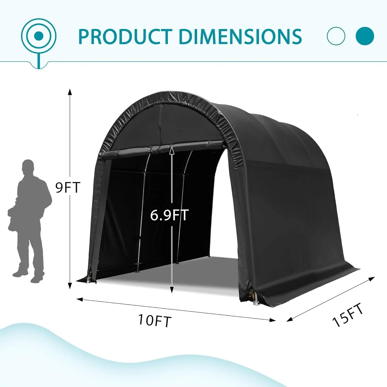

Customized 10x15FT Carport, Heavy Duty Steel Frame Round Roof, Anti-Snow Waterproof Outdoor Portable Garage for Car Truck Boat