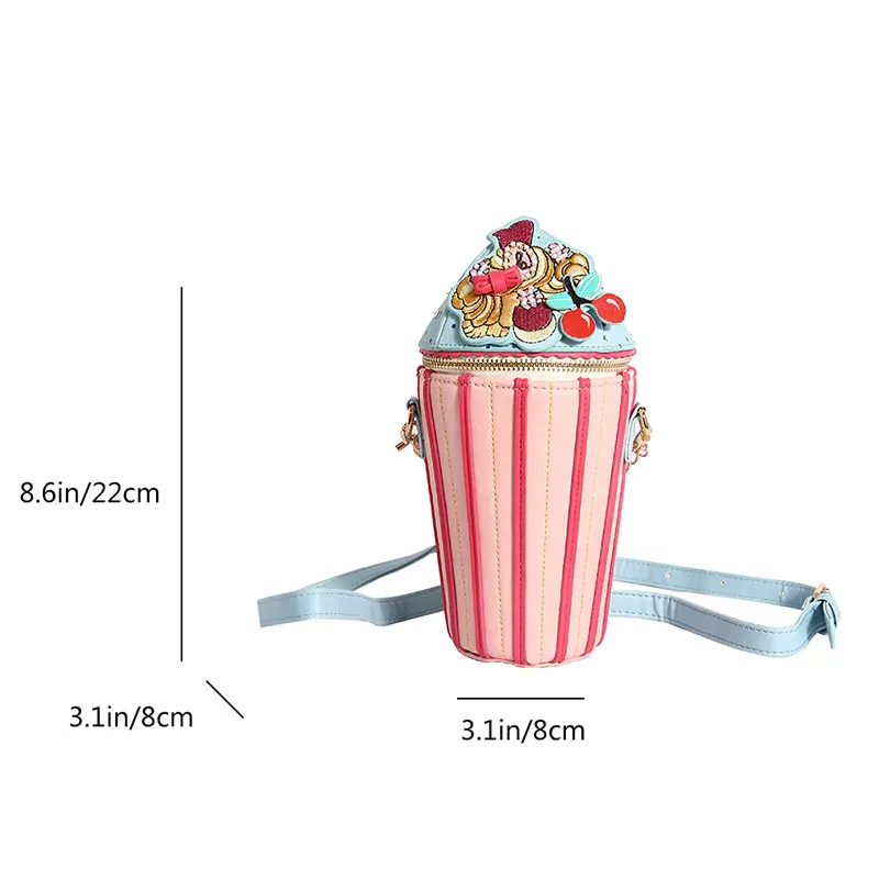 Women Bag Cute Ice Cream Shape Shoulder Bag Trendy Funny Crossbody Purse Mini Chain Messenger Bucket Girls\' Phone Pack Designer