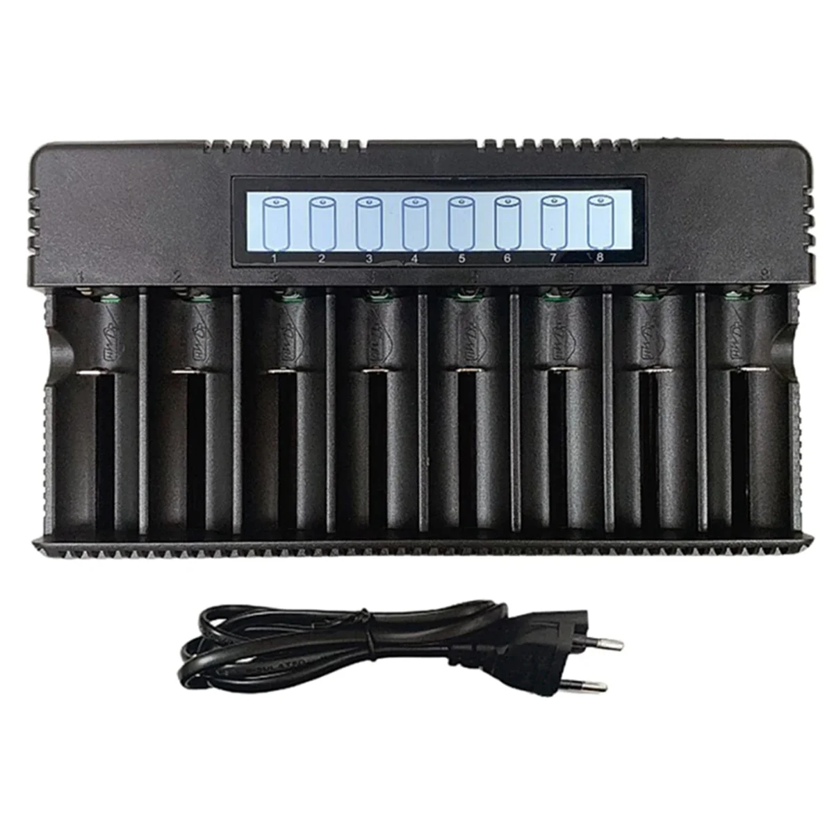 

A39R-LCD Display 8-Slot 18650/26500 Battery Charger 3.7V Lithium Battery Ni-MH Ni-Chrome 1.2V 1.5V Battery Charger EU-Plug