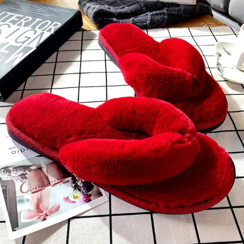 Women Slippers Flat Home Flip Flops Plush Comfortable Great Warm Home Flip Flops