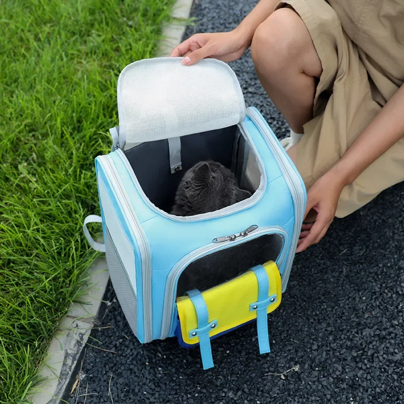 Fashion Breathable Cat Backpack Square Cat Basket Decompression Shoulder Cats Carrying Bag Four Seasons Available Cats Cage