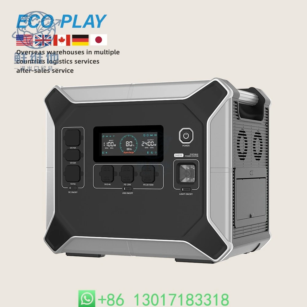 2400W Portable Power Station + 400W Solar Panel - Solar Generator Lithium Battery MPPT Controller, Car/Emergency Home Power