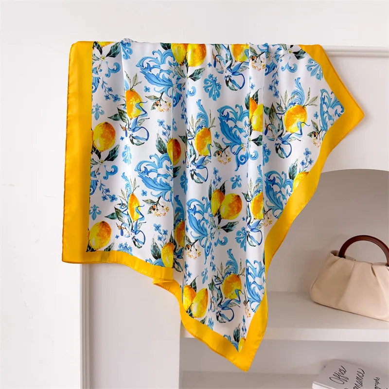 Luxury Print Spring Neck Tie Shawl Silk Square Scarf Women Wraps Female 70cm Hair Hand Wrist Headkercheif Hijab Bandana - view 3