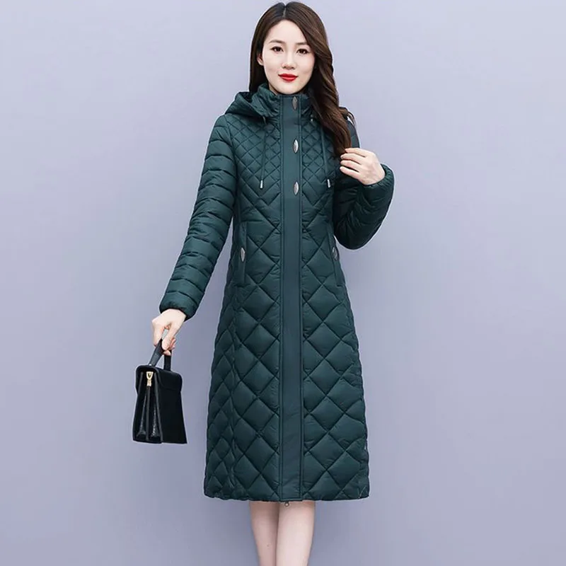 New Cotton-Padded Women Light Down Cotton Coat Long Autumn Winter Jacket Supersize Female Detachable Hooded Parker Overcoat 7XL