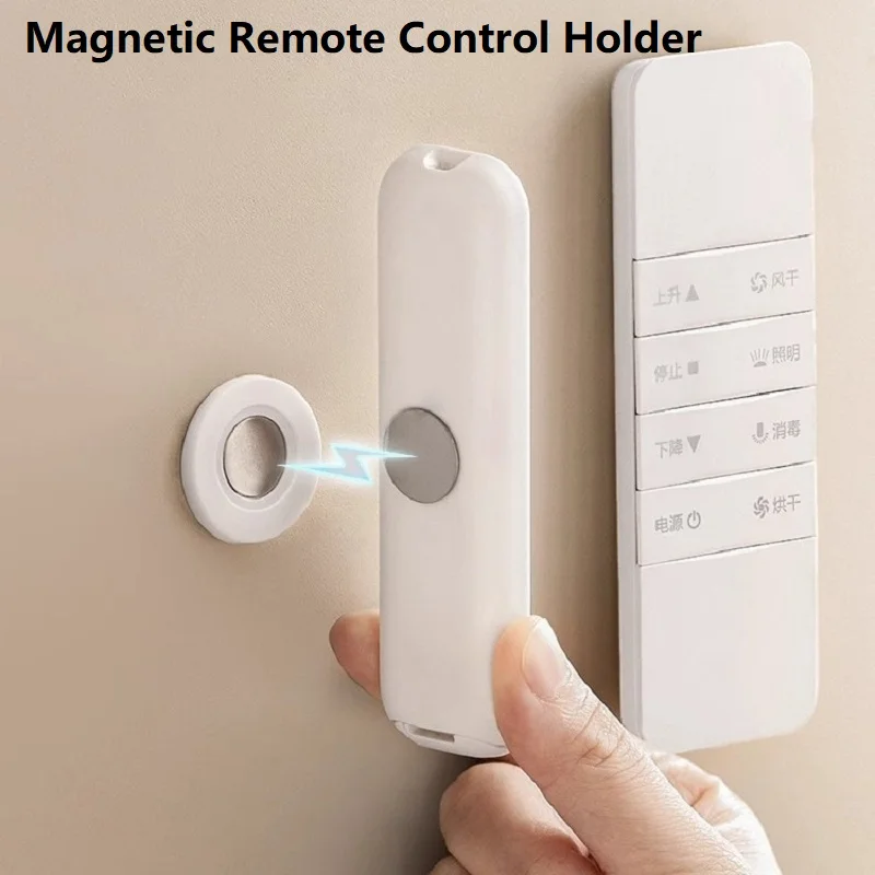 2 Pairs Magnetic Remote Control Holder Wall Mount TV Remote Holder Wall Mount Fan Remote Holder Magnetic Hooks Fridge Sticker