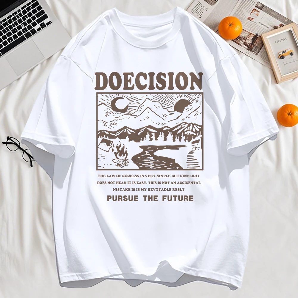 

Doecision Pursue The Future Print Мужская базовая футболка с круглым вырезом, хлопковая футболка в стиле хип-хоп с короткими рукавами, мягкая свободная футболка унисекс, универсальные топы